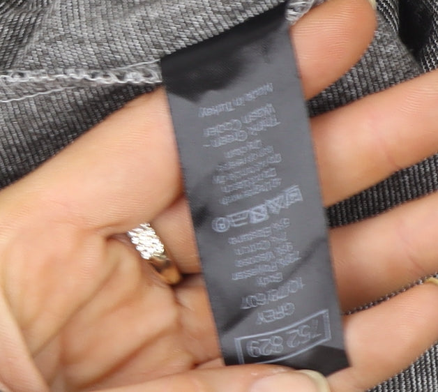 M&Co Women's Grey Animal Print Long Sleeve Jersey Blouse Size 14