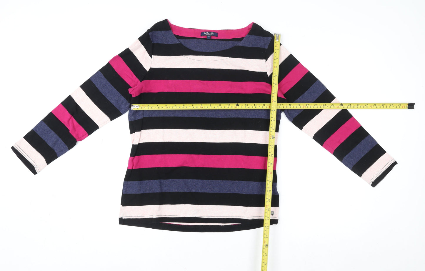Maine New England Women Multicoloured Cotton Striped Pullover Top Size 16