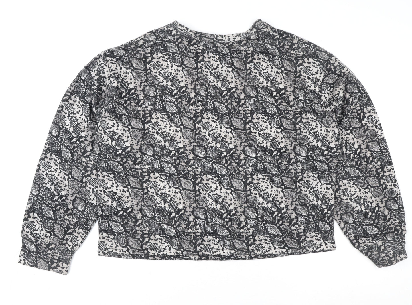 Zara Women Grey Animal Print Long Sleeve Basic Blouse Size L