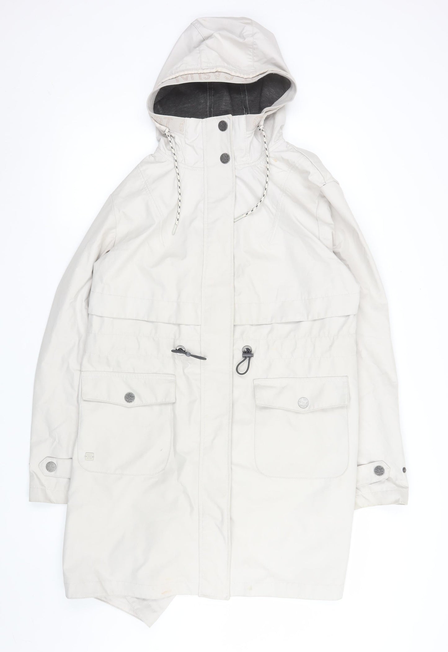 Gina Benotti Women's Ivory Long Hooded Parka Coat Size 14