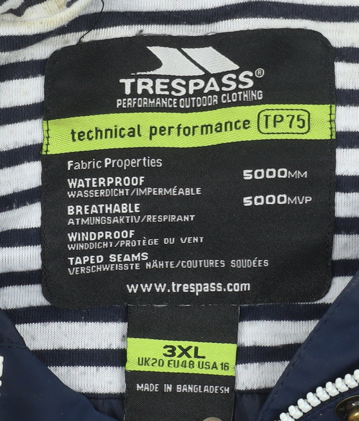 Womens UK Size 3XL Regular Trespass Blue Polyester Jacket