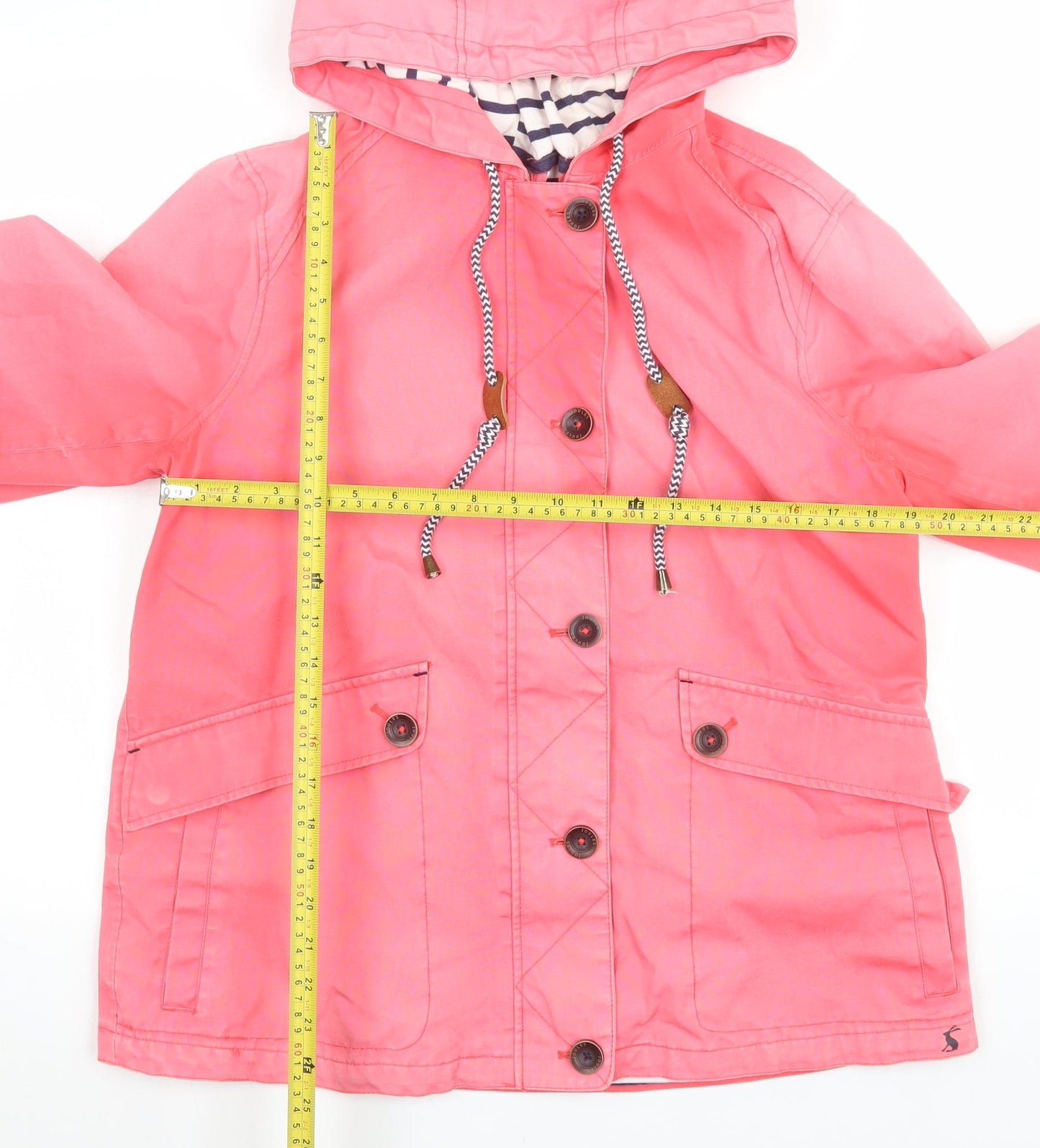 Womens UK Size 14 Regular Joules Pink Cotton Blend Jacket