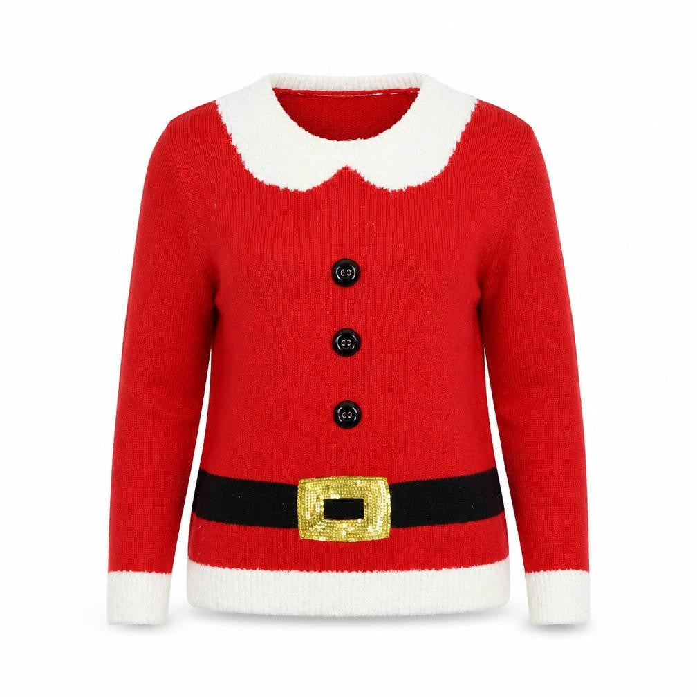 Dunnes Women Red Christmas Button-Up Knit Jumper Size 12