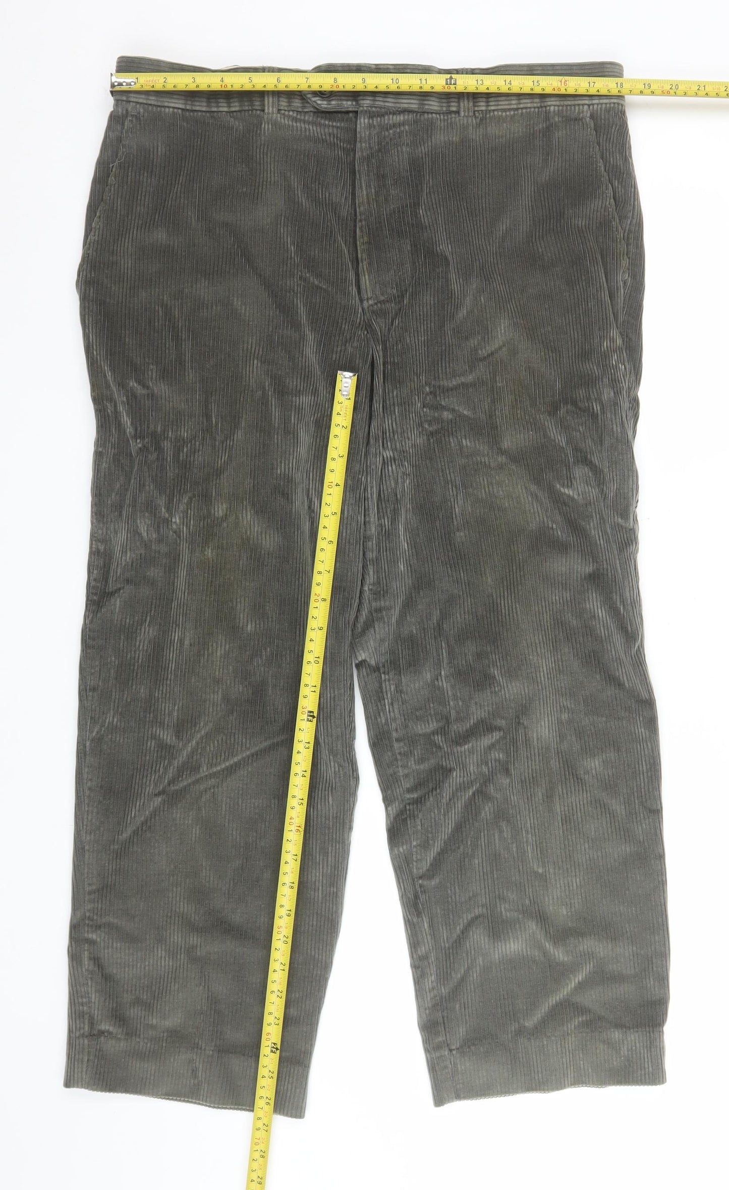 Marks and Spencer Men’s Grey Corduroy Trousers 38W 29L Classic Fit