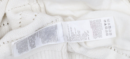 Mint Velvet Women Ivory Cotton Open Knit Cardigan L