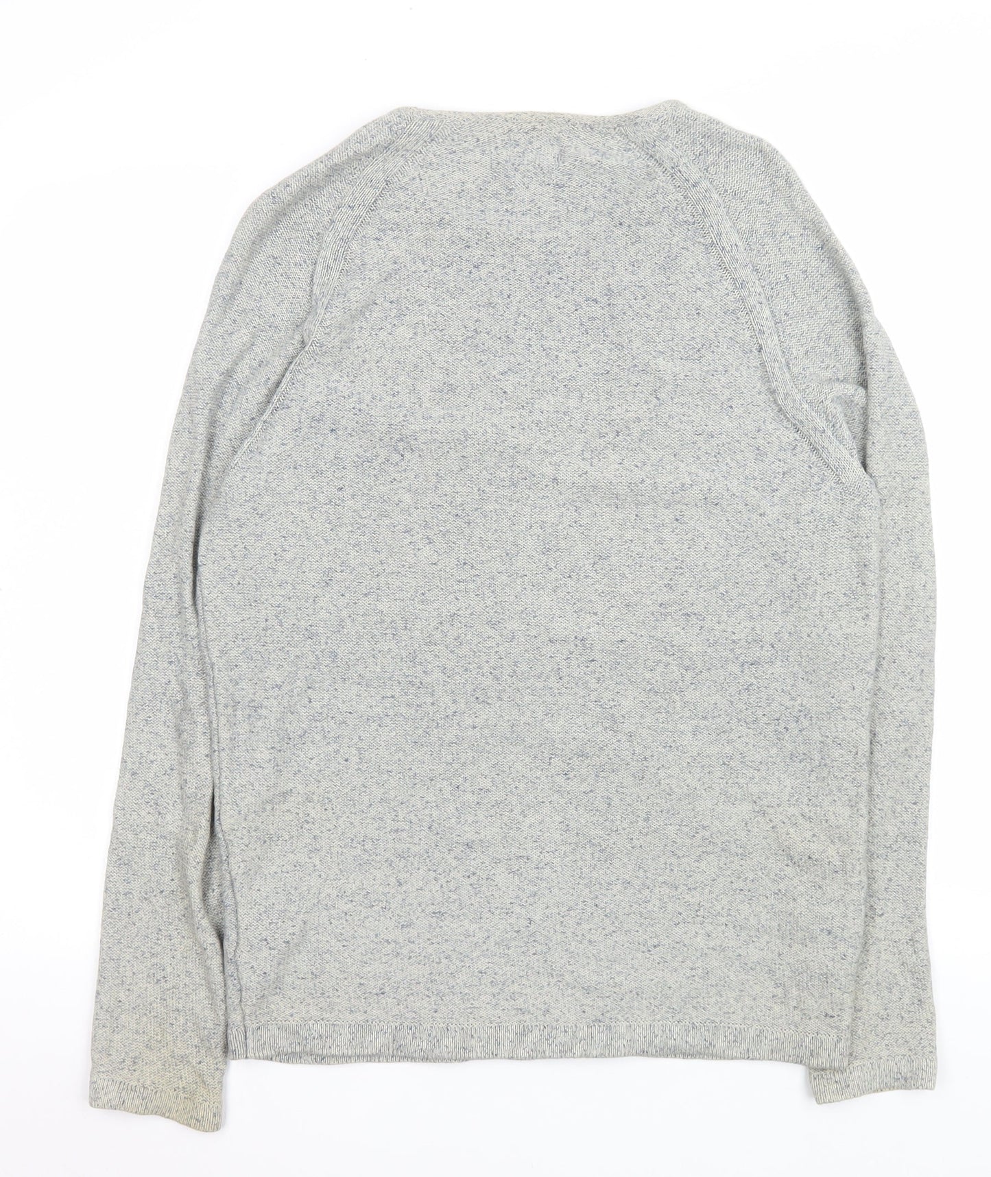SELECTED HOMME Men's Grey Cotton Knit Crew Neck Jumper M