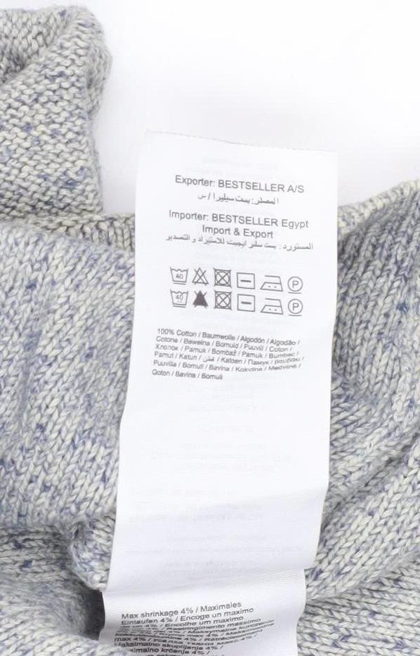 SELECTED HOMME Men's Grey Cotton Knit Crew Neck Jumper M