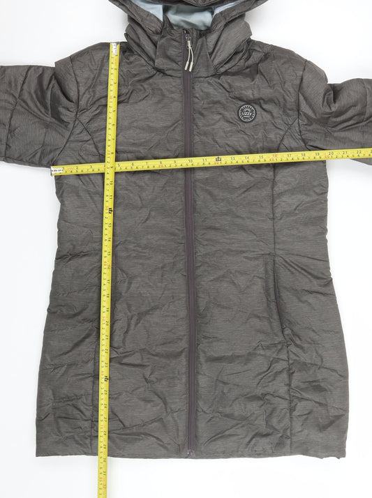 Lizzy Womens Grey Long Hooded Puffer Jacket Coat Size M