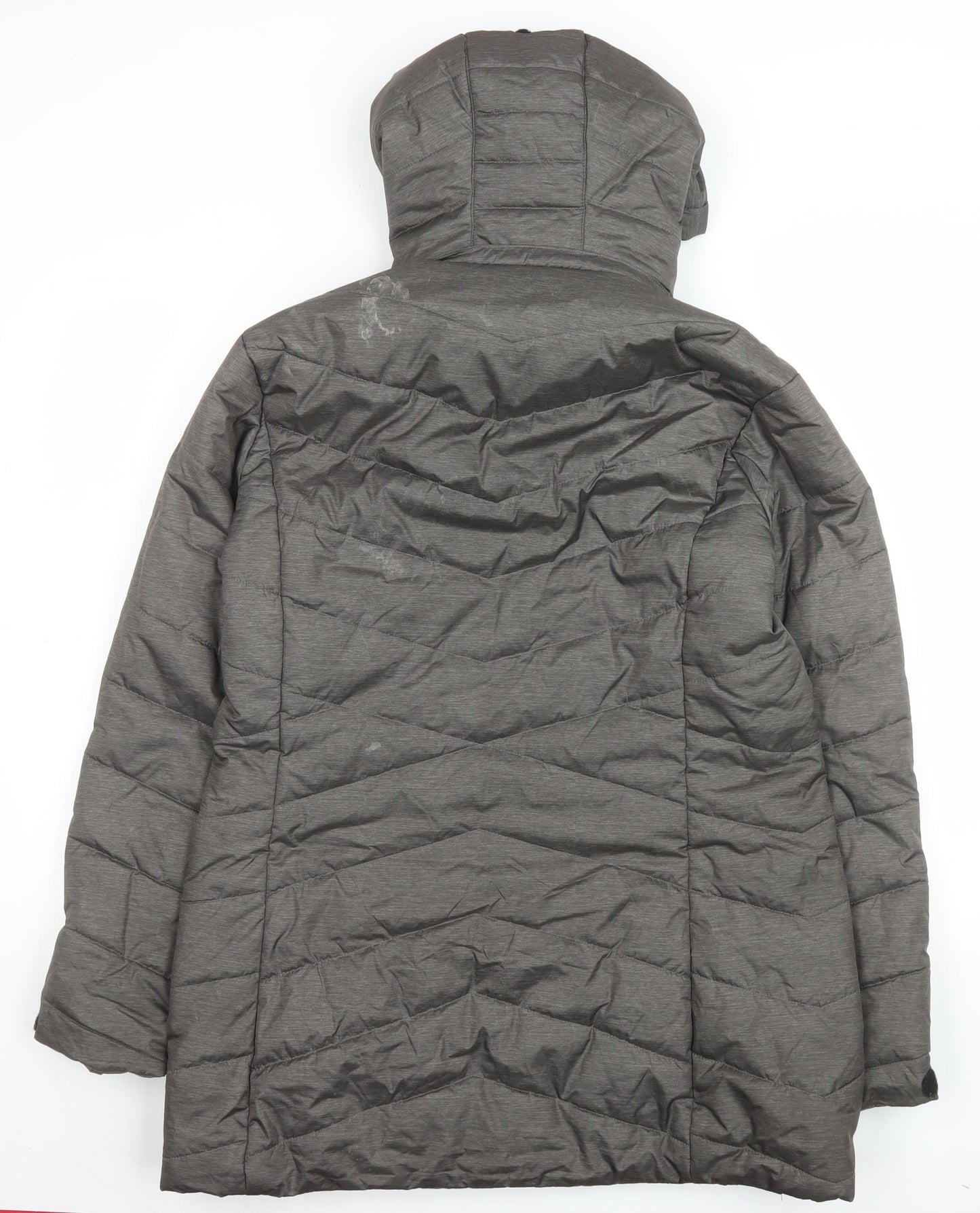 Lizzy Womens Grey Long Hooded Puffer Jacket Coat Size M