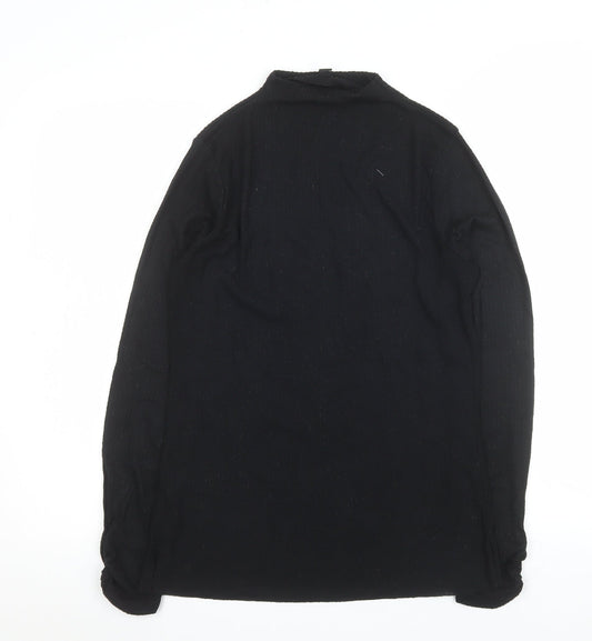 River Island Women’s Black Mock Neck Long Sleeve Slim Fit Jersey Top Size 14