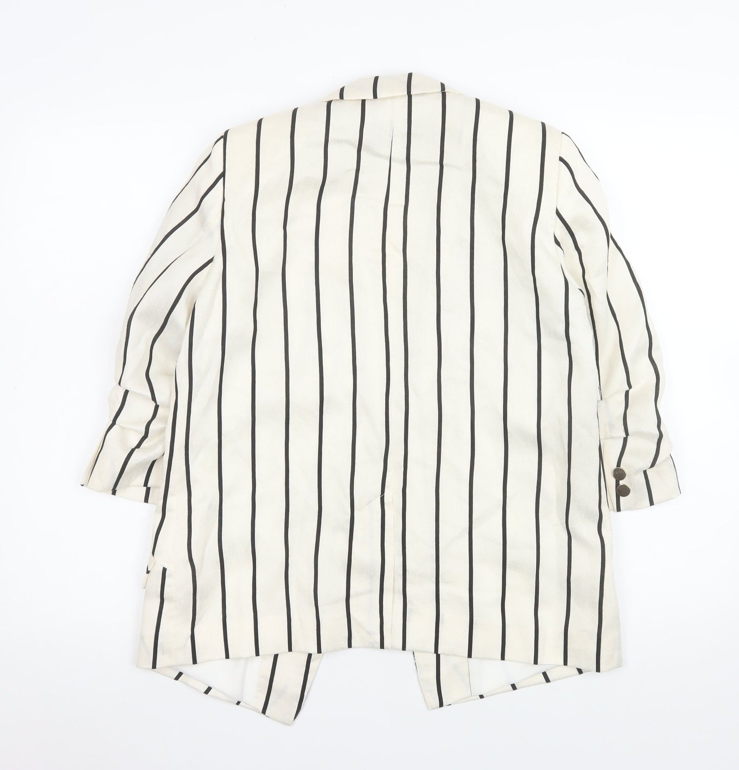 River Island Women’s Ivory Black Striped Long Blazer Jacket UK 8