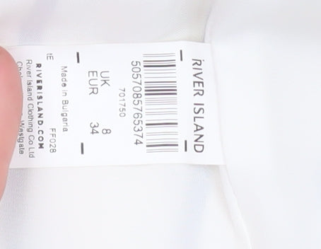 River Island Women’s Ivory Black Striped Long Blazer Jacket UK 8