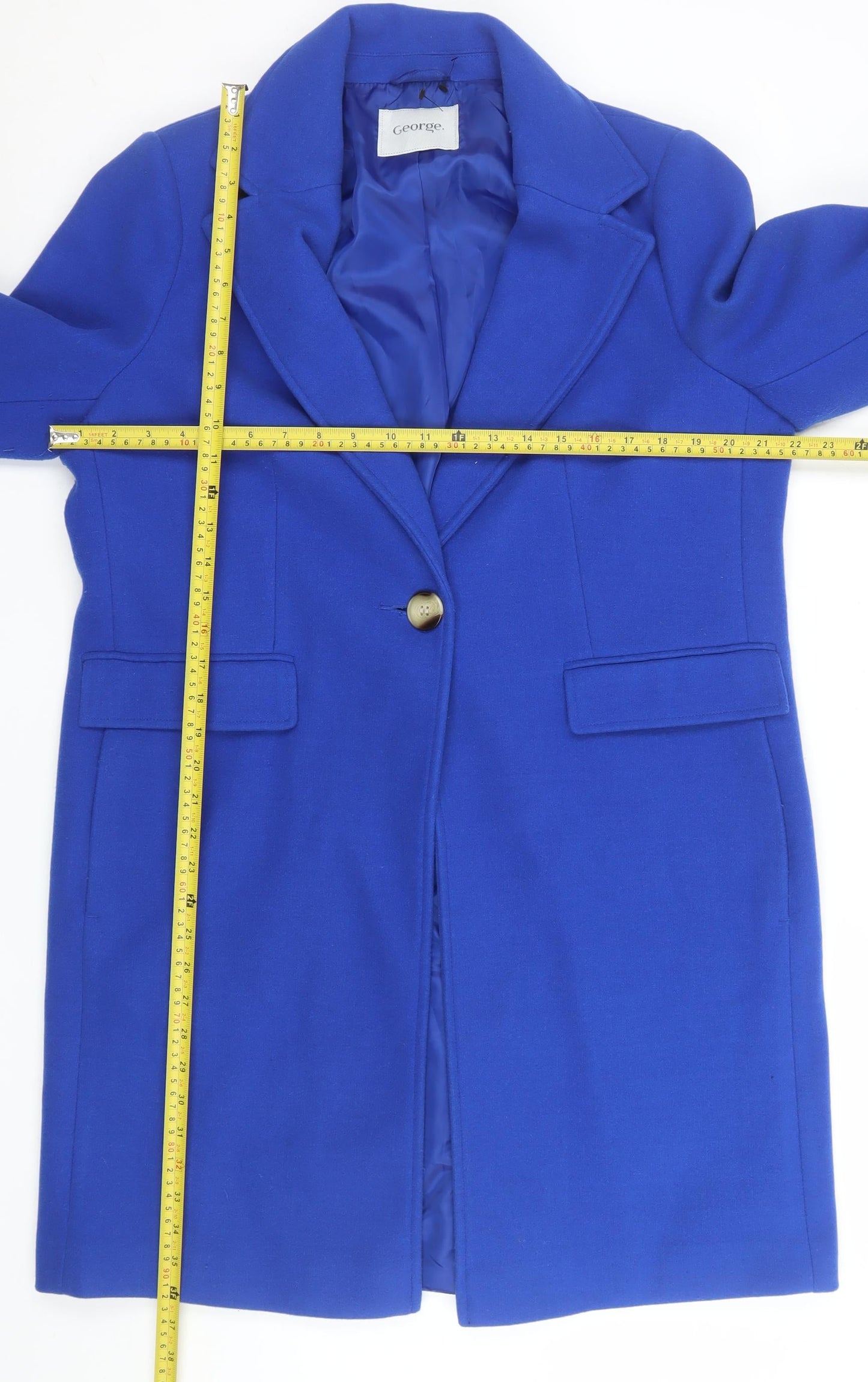 George Women’s Blue Polyester Mid-Length Blazer Size 14