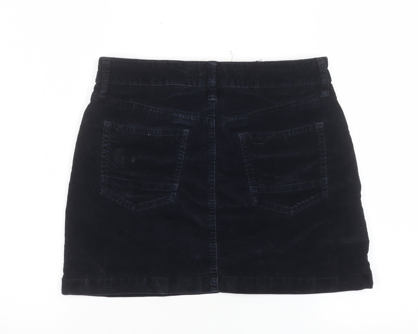 Next Women Black Corduroy Short Skirt Size 8 with Zip Details