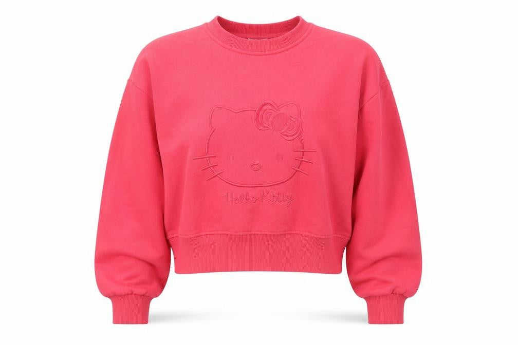Hello Kitty Women Pink Cotton Blend Pullover Sweatshirt Size S 10/12