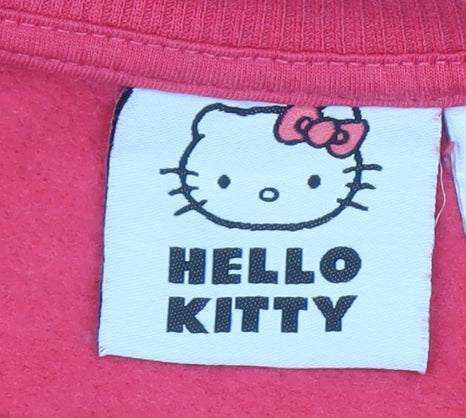 Hello Kitty Women Pink Cotton Blend Pullover Sweatshirt Size S 10/12
