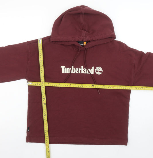 Timberland Women's Burgundy Hoodie XS Cotton Blend Logo Pullover
