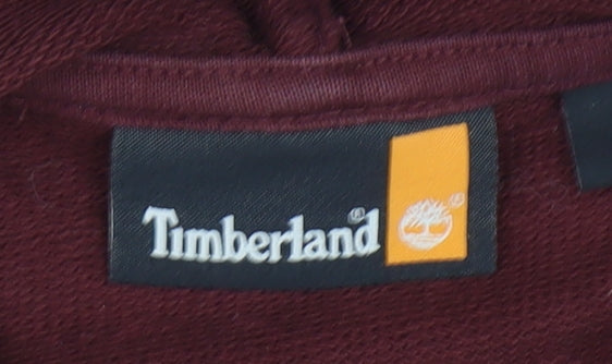 Timberland Women's Burgundy Hoodie XS Cotton Blend Logo Pullover