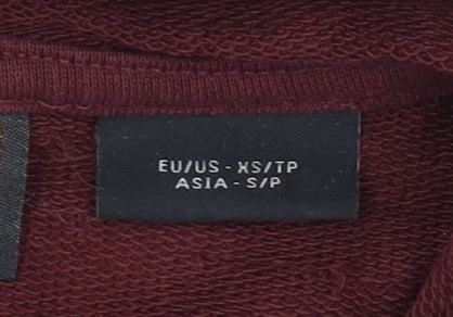 Timberland Women's Burgundy Hoodie XS Cotton Blend Logo Pullover