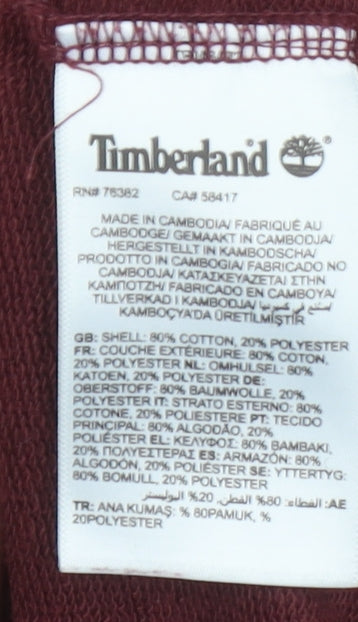 Timberland Women's Burgundy Hoodie XS Cotton Blend Logo Pullover