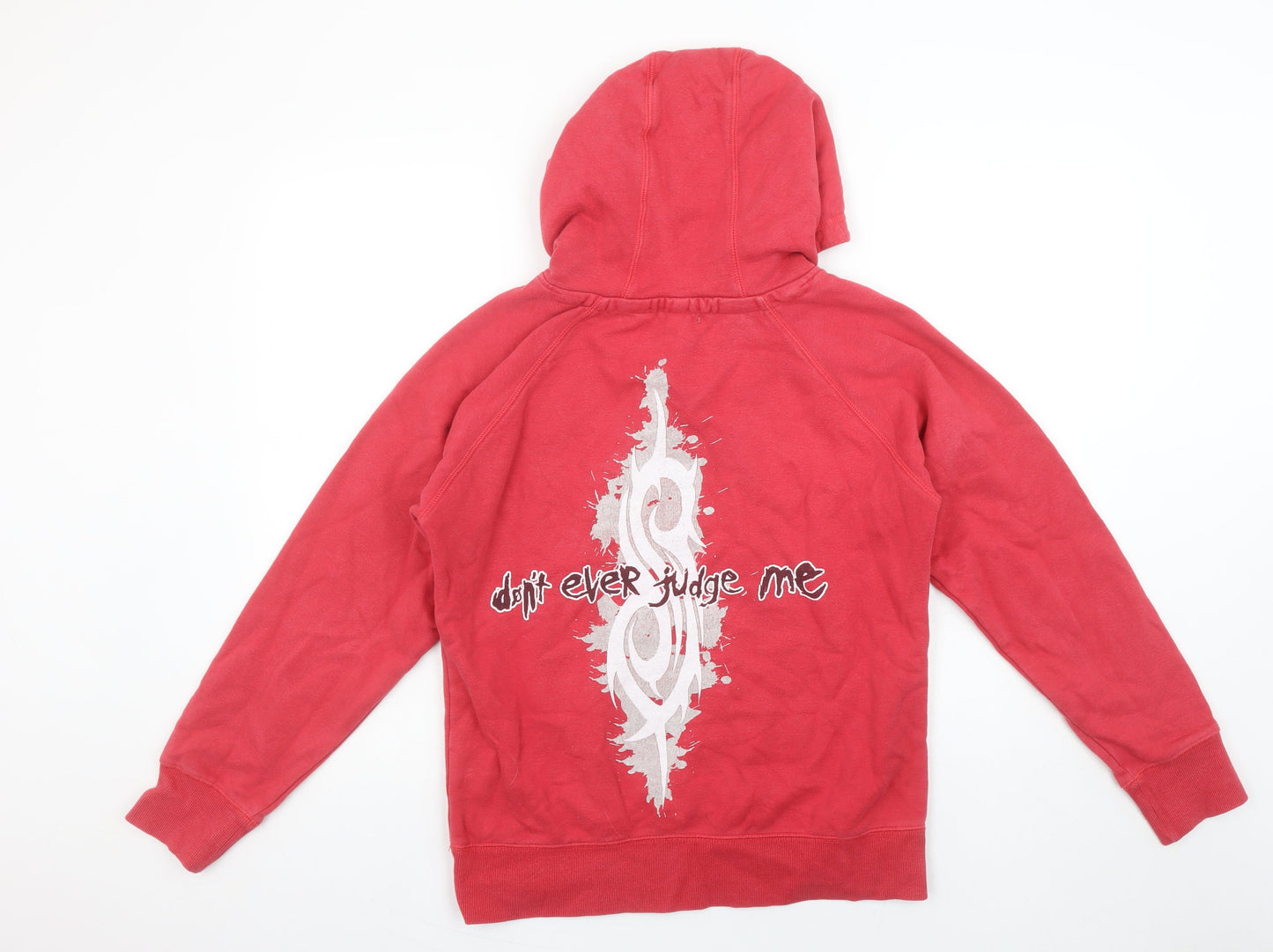Slipknot Women Red Pullover Hoodie Medium Graphic Print Cotton Blend
