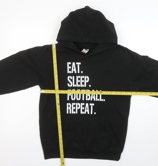 Club Classic Boys Black Pullover Hoodie 12-13 YXL Eat Sleep Football Repeat Print