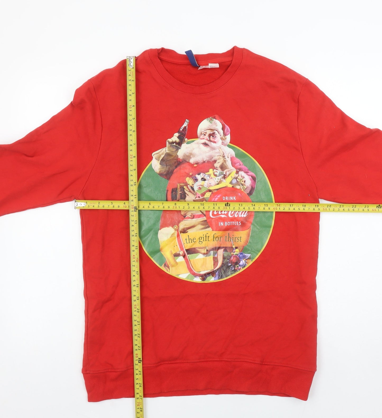 H&M Men’s Red Coca-Cola Christmas Santa Sweatshirt Size M