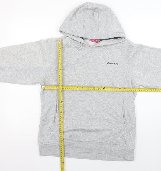 LA Gear Women’s Grey Pullover Hoodie Size 12 Soft Fleece Sweatshirt