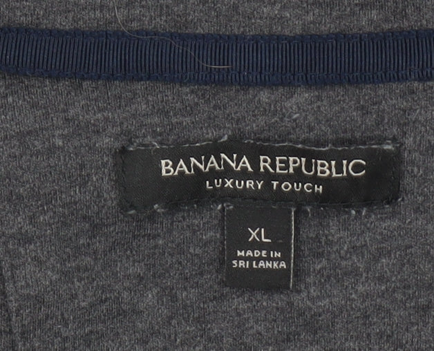 Banana Republic Men’s Grey XL Mock Neck 1/2 Zip Long Sleeve T-Shirt