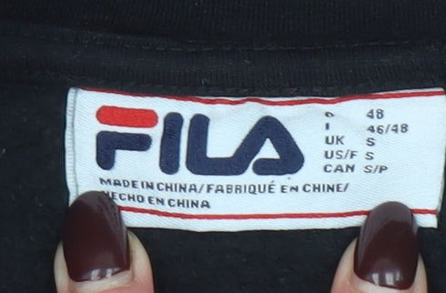 Mens UK S Regular FILA Black Pullover Hoodie