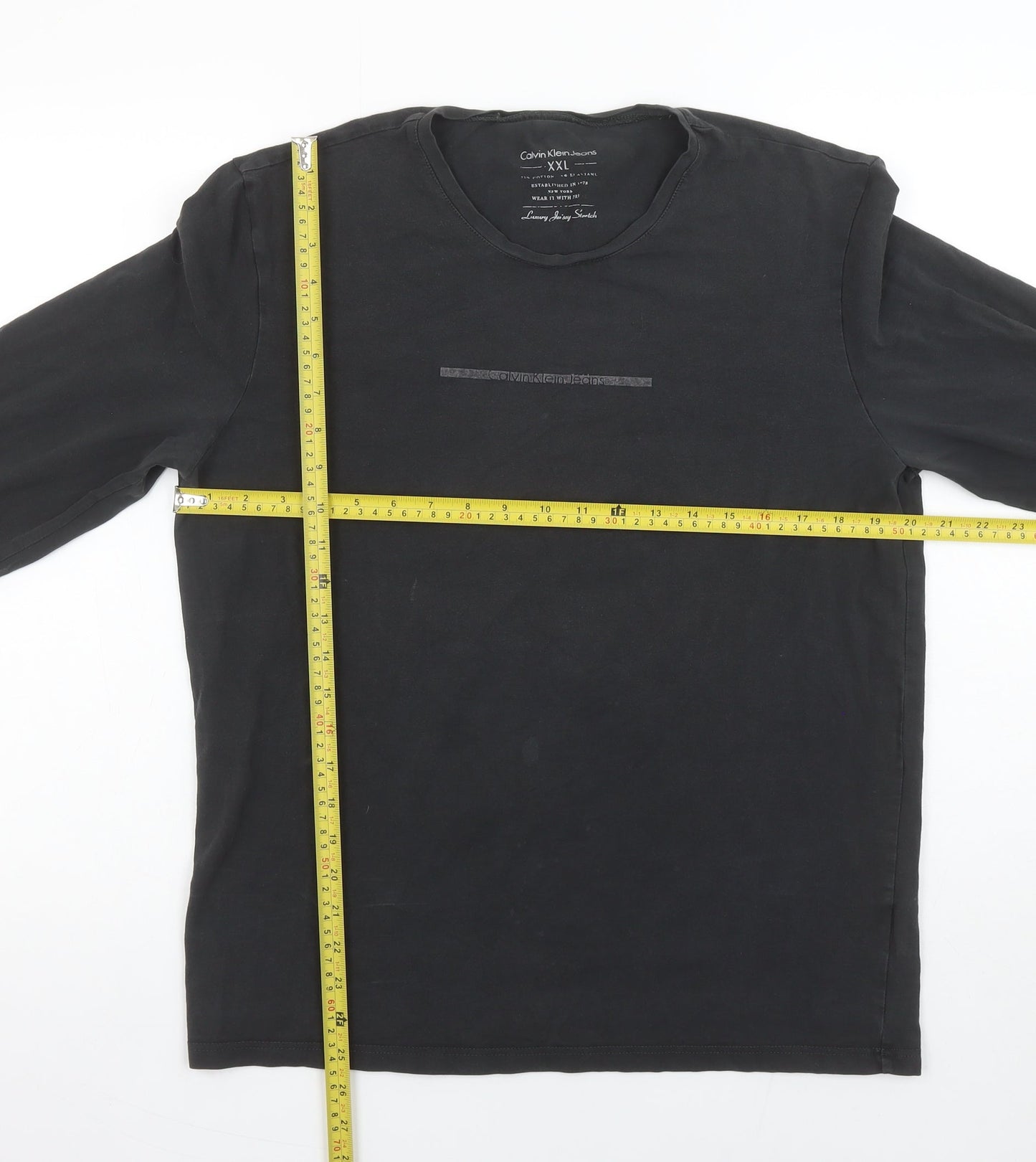 Calvin Klein Jeans Men's Black 2XL Long Sleeve Stretch T-Shirt