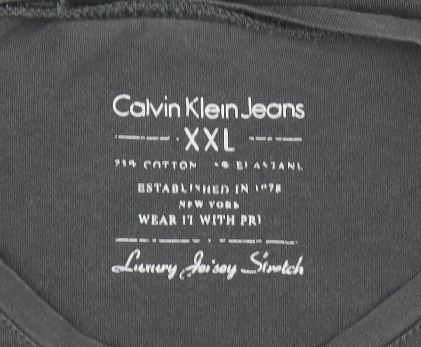 Calvin Klein Jeans Men's Black 2XL Long Sleeve Stretch T-Shirt
