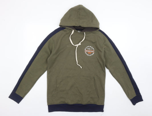 Mens UK L Regular Superdry Green Pullover Hoodie
