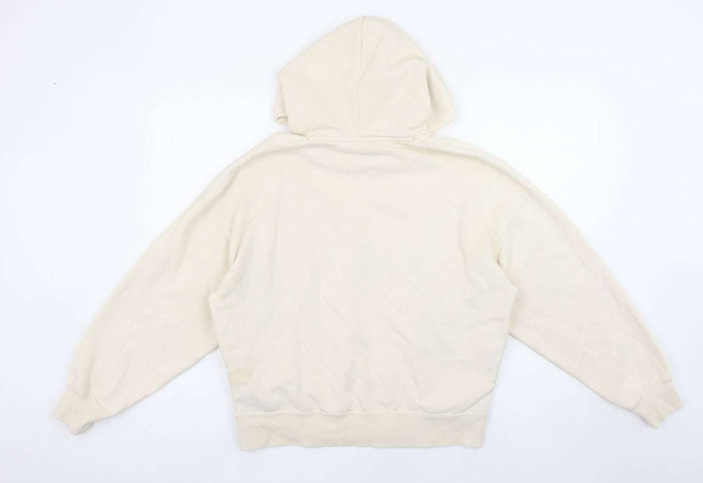 PUMA Women's Beige Hoodie Small Relaxed Fit Cotton Blend Logo