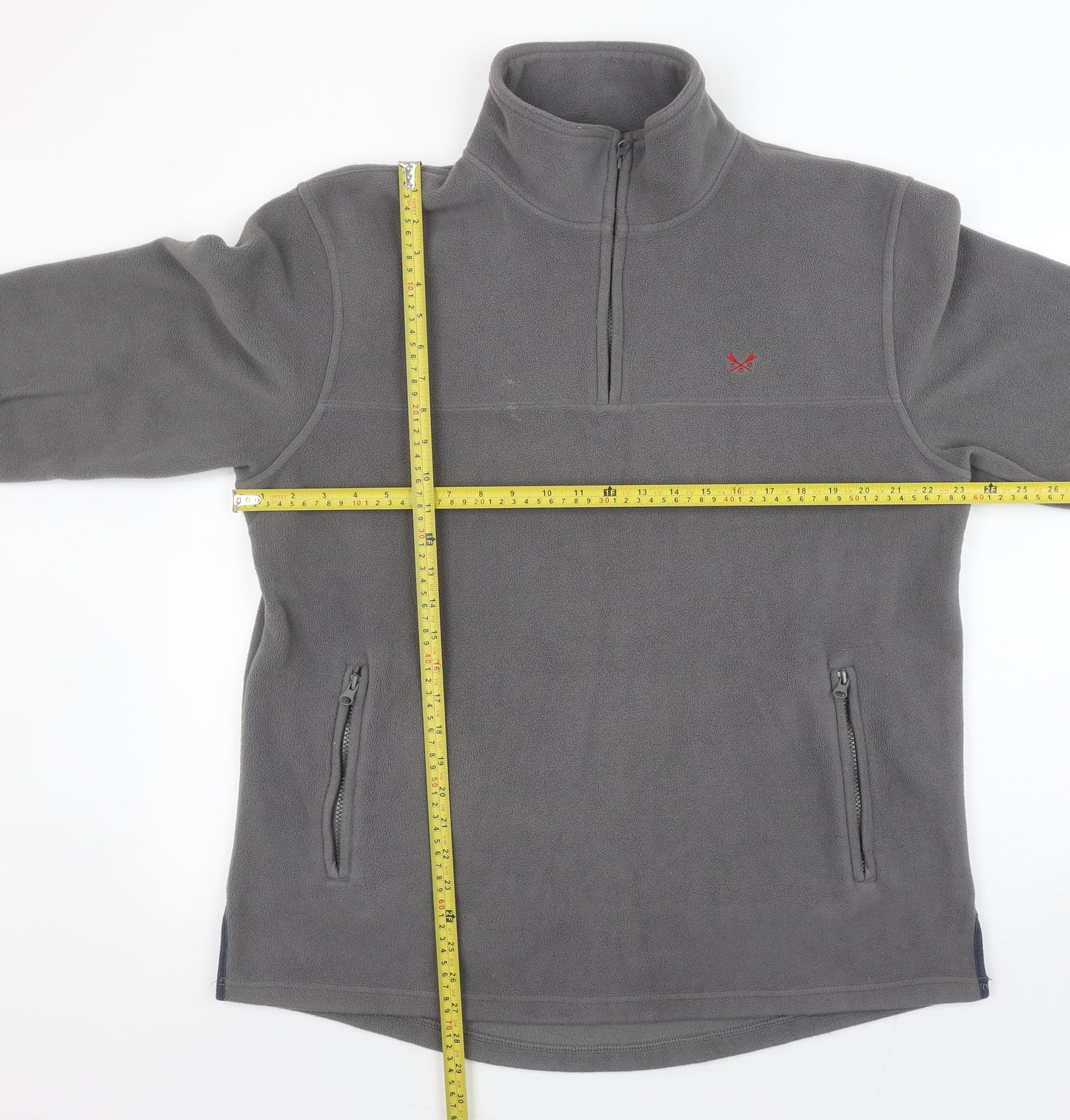 Crew Clothing Co. Men's Grey Fleece 1/2 Zip Pullover Sweatshirt Large