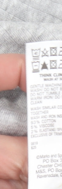 Marks and Spencer Girls Grey Long Sleeve Roll Neck Cotton Top 11-12 Years