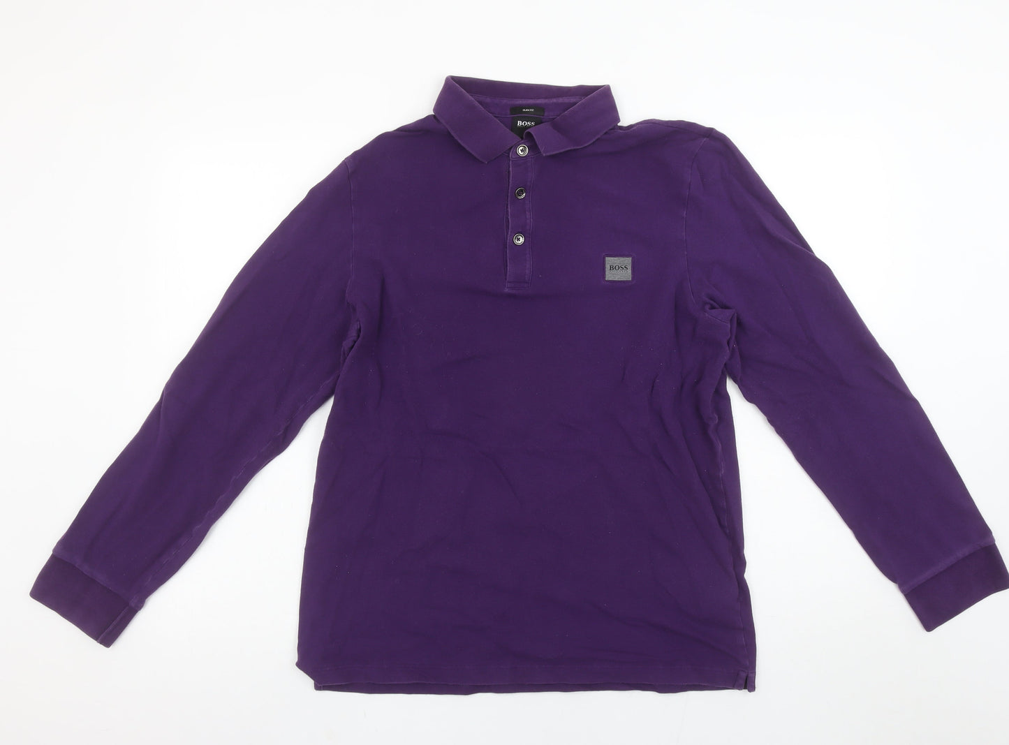 Hugo Boss Men's Purple Slim Fit Long Sleeve Polo Shirt XL