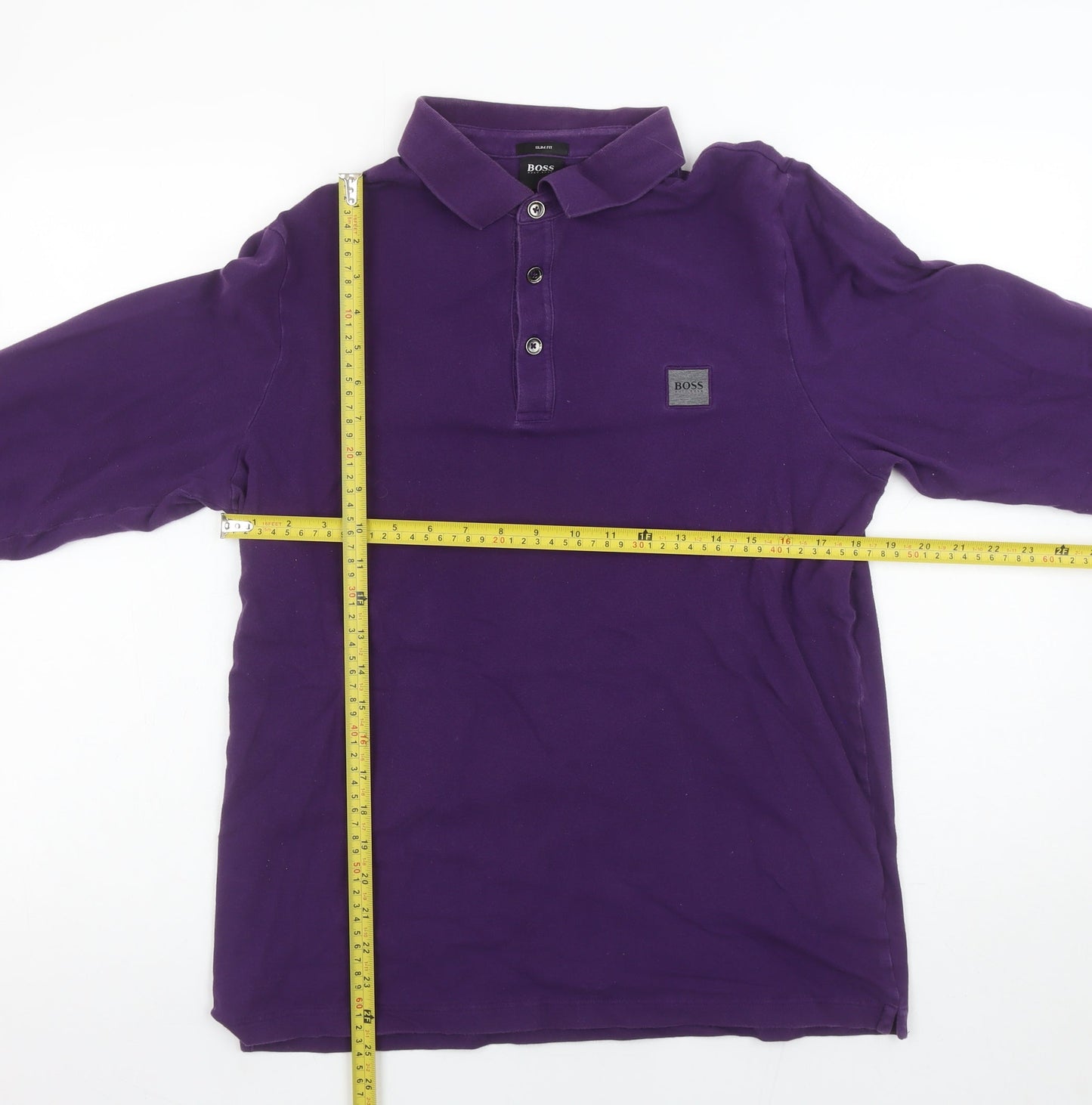 Hugo Boss Men's Purple Slim Fit Long Sleeve Polo Shirt XL
