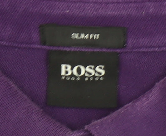 Hugo Boss Men's Purple Slim Fit Long Sleeve Polo Shirt XL