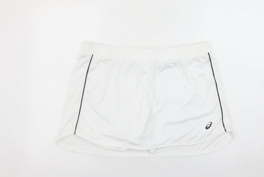 ASICS Women's White XL Athletic Skort Polyester Stretch Sportswear