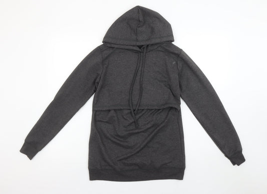 Happy Mama Women's Charcoal Grey Long Sleeve Maternity Nursing Hoodie Size M