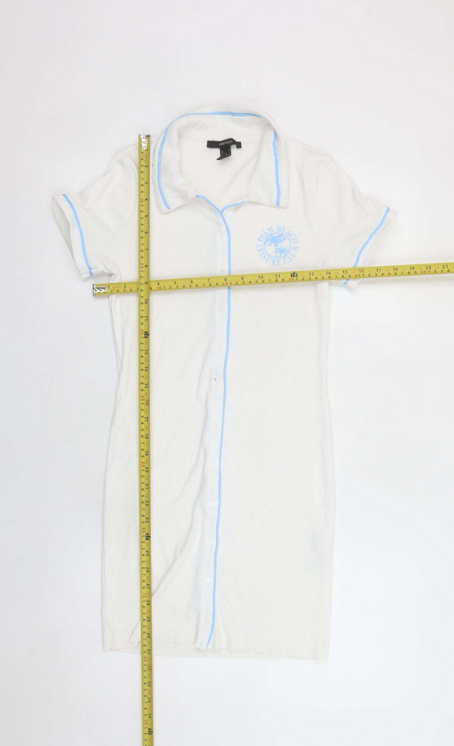 Forever 21 Women's White Collared Short Sleeve Shirt Dress Size S