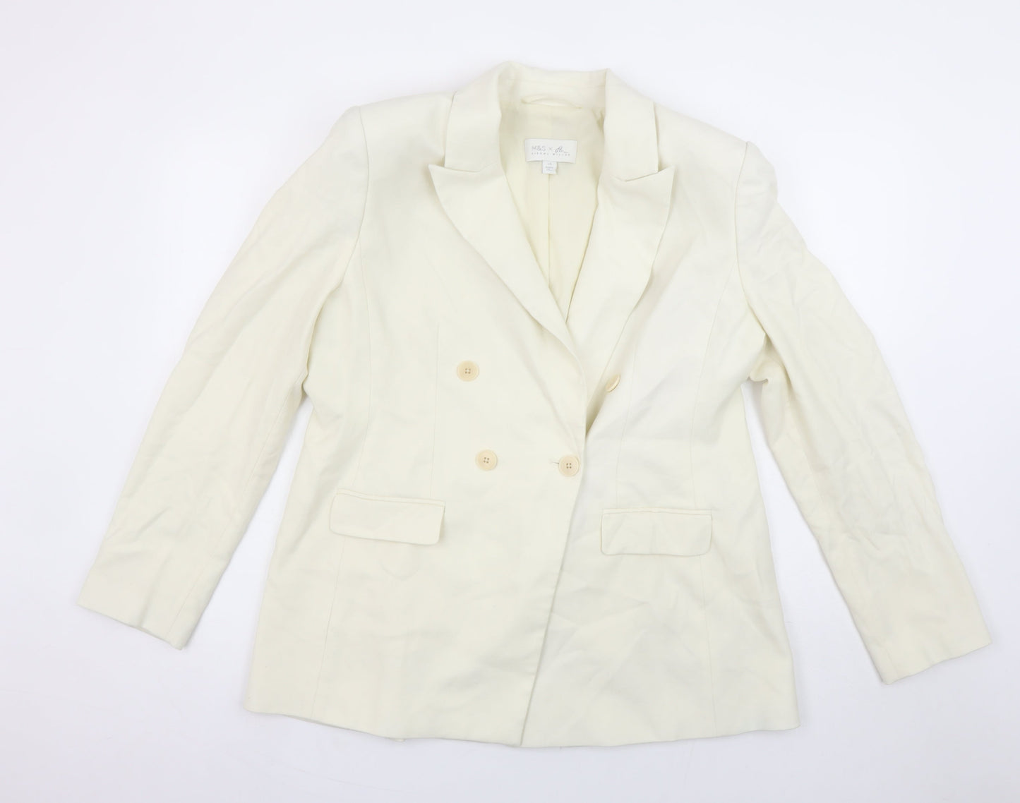 Marks and Spencer Women’s Ivory Double-Breasted Blazer Size 16