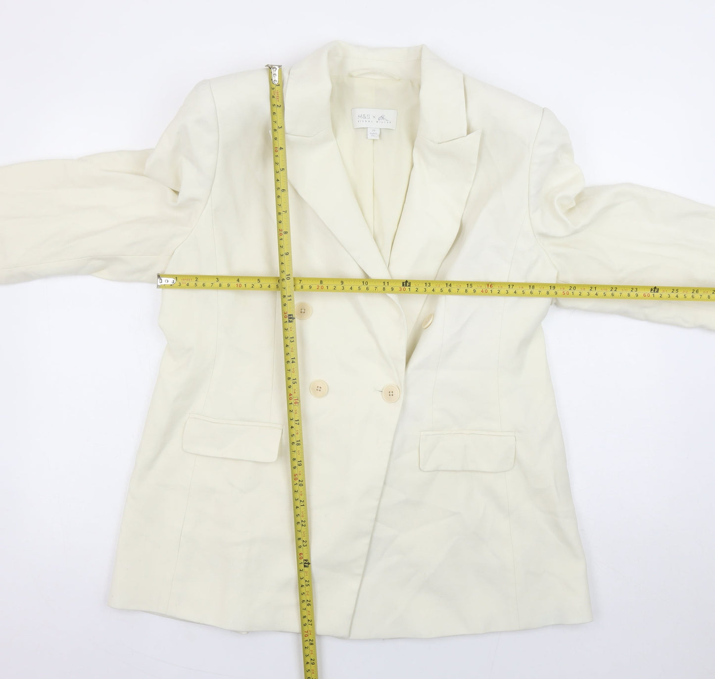 Marks and Spencer Women’s Ivory Double-Breasted Blazer Size 16