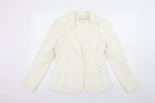 Reiss Women Ivory Tailored One-Button Blazer Jacket Size S
