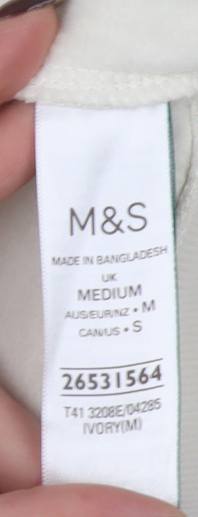Marks and Spencer Women Ivory Cotton Crew Neck Pullover Sweatshirt M