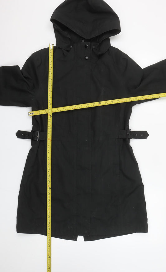 Kirkland Signature Womens Black Hooded Long Rain Coat Size S