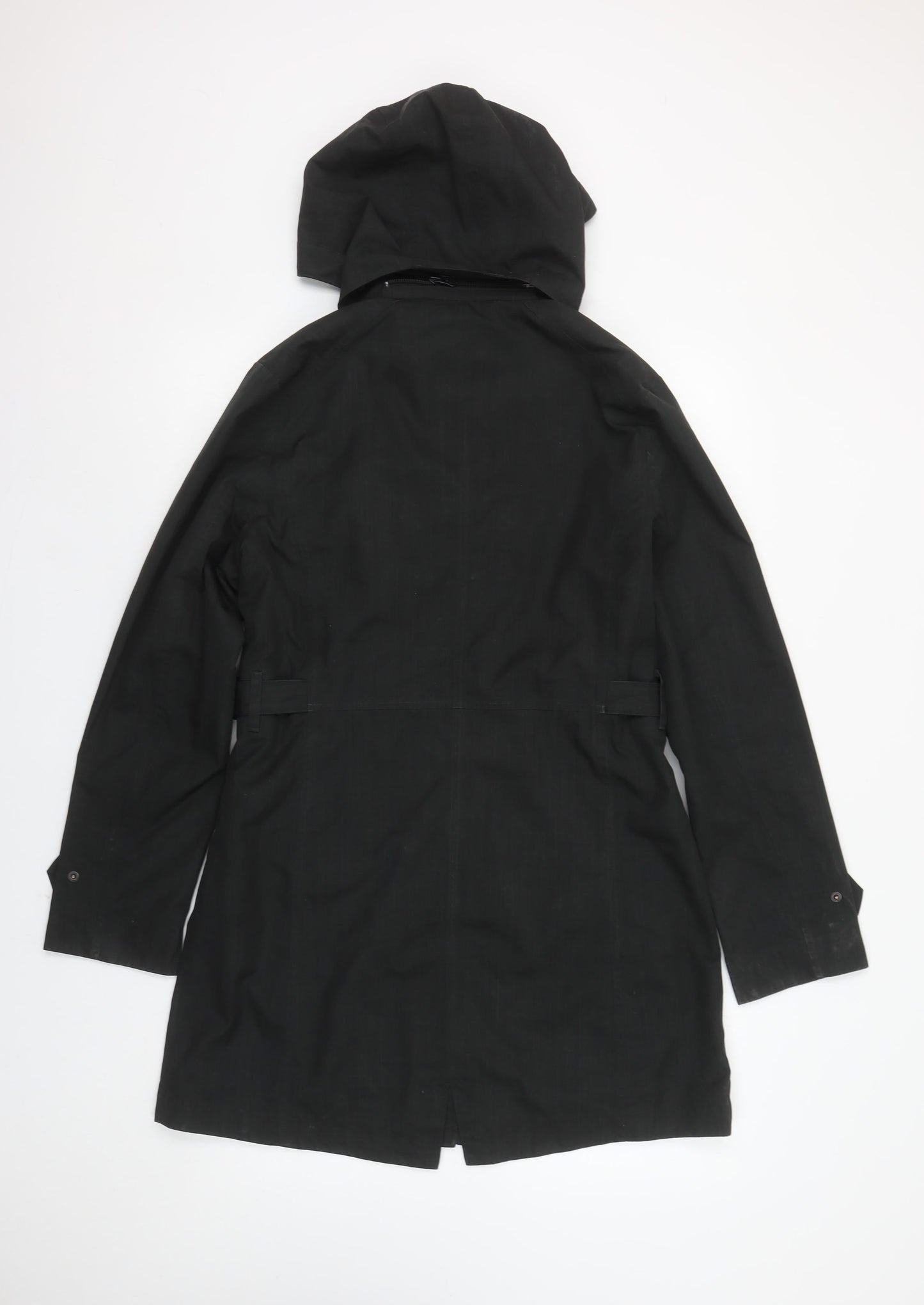 Kirkland Signature Womens Black Hooded Long Rain Coat Size S