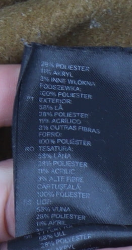 H&M Conscious Women's Brown Wool Blend Belted Overcoat Size 8