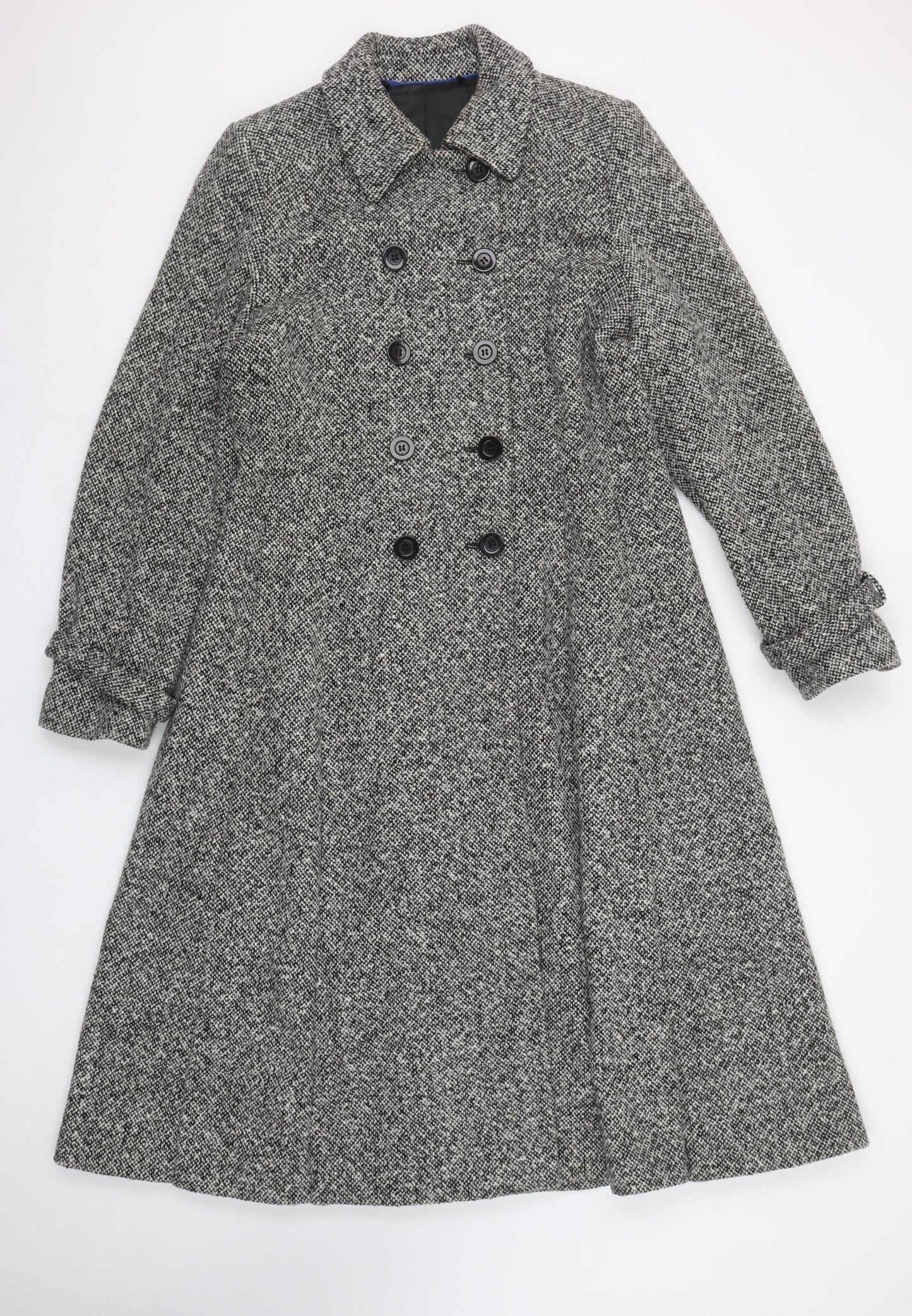 Laura Ashley Women’s Grey Wool Blend Long Pea Coat UK 14